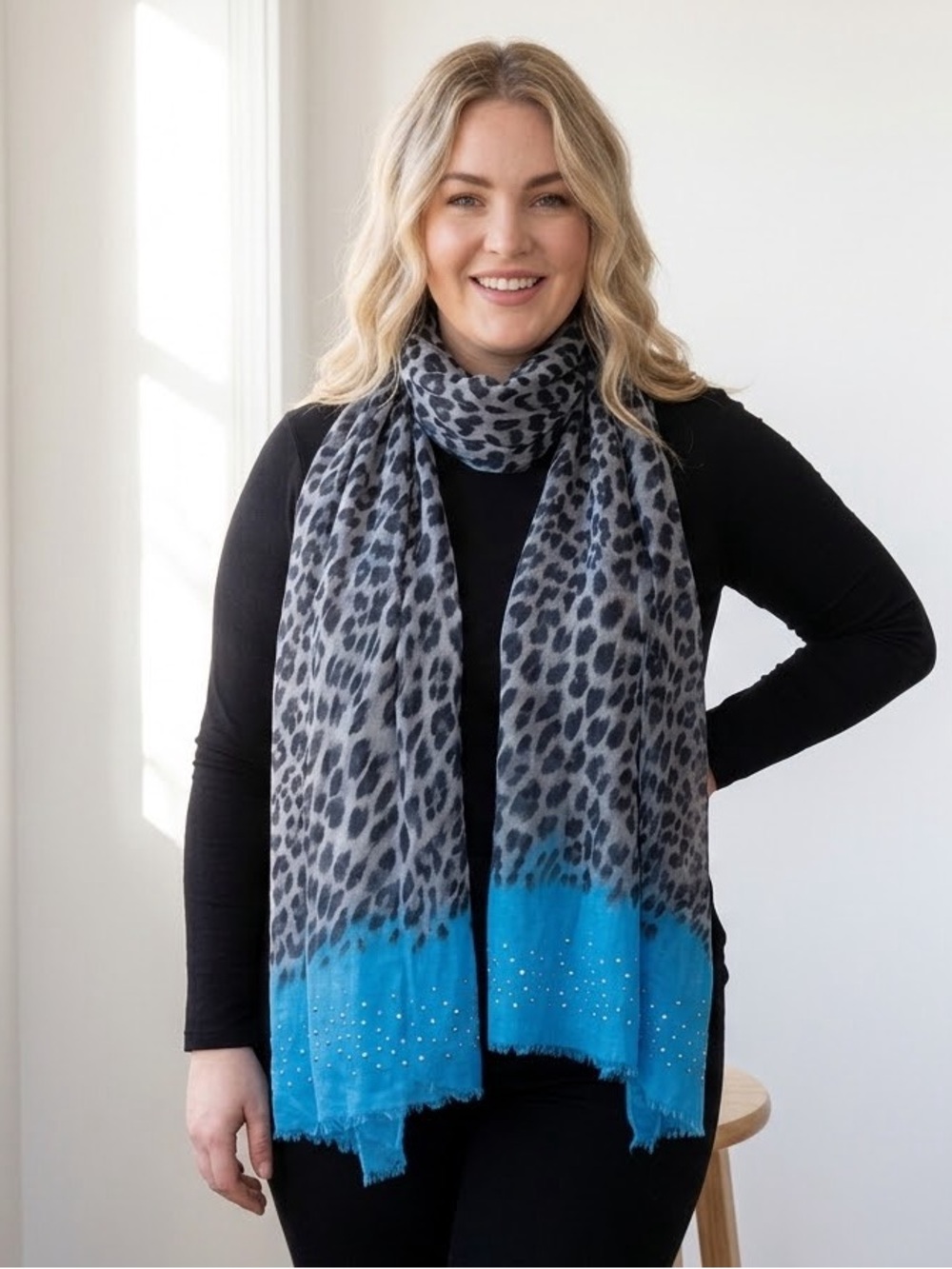 Ardene Sheer Leopard Ombre Rhinestone Scarf